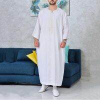 Baju Arab เสื้อผ้ามุสลิมอิสลามปักลาย Jua Thobes Qamis Homme ชุดคลุมสวดมนต์ Eid Abayas ปากีสถาน