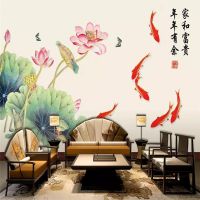 ❣✹ Decorative wallpaper Pictures of background and wall paintings of lotus and carp