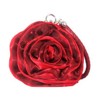 Japanese and Korean Style Rose Flower Bag Silk Bride Wedding Dinner Bag Cute Mini Round Hand Bag for Women Small Change Bag