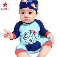 SZWL Kids Baby Boys Cartoon Printing One-Piece Swimsuit Suit With Cap