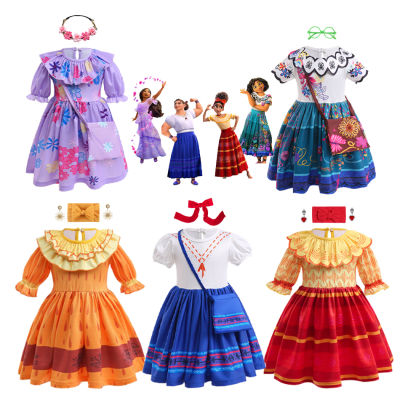 Summer Baby Girl Charm Dress Infant Birthday Party Christening Ball Gown Newborn Ruffle Style Isabela Mirabel Encanto Costume