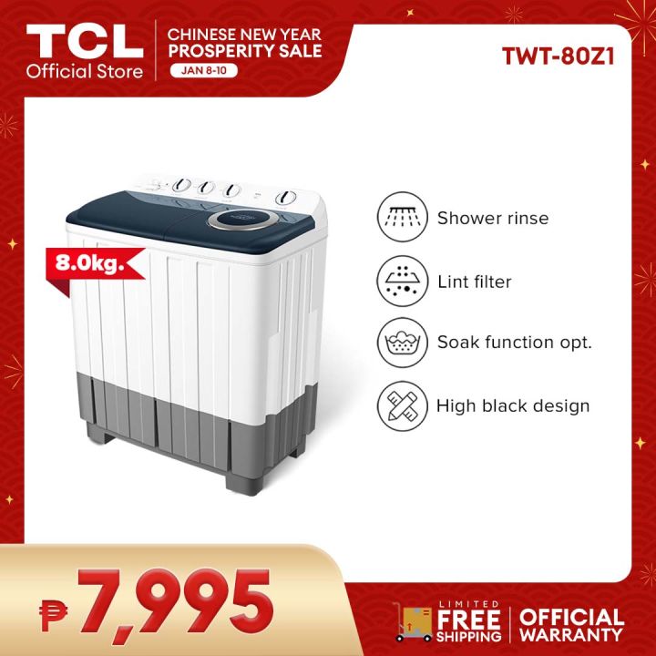 TCL 8kg Twin Tub Washing Machine - TWT-80Z1 (Air Dry Spin Dry Function ...