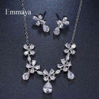 Emmaya Jenama Fesyen Loji Cubic Zirkon ชุด Warna Kristal Subang Kalung ชุดสำหรับผู้หญิง