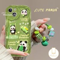 มิซคอนนี่3D น่ารักตุ๊กตาหมีแพนด้าเคสไม้ไผ่สำหรับ IX Smart 5 6 7 6Plus Hot 9 10T 10Lite 8 Hot 10 11 20 30i 8 9 12 Play SPARK GO 10 10C Note 12 G96 3D หยักโค้งเคสสร้อยข้อมือกระพรวนขอบ