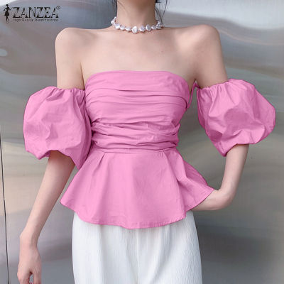 (สินค้ามาใหม่)(จัดส่งฟรี)Fancystyle ZANZEA เสื้อเบลาส์แขนเปิดไหล่พัฟลำลองสำหรับเสื้อแบบคลุมแฟชั่นสไตล์เกาหลีของผู้หญิง #9