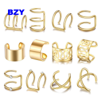 BZY 12ชิ้น/เซ็ต Star Cross ต่างหูแบบหนีบไม่มีต่างหูแบบหนีบต่างหูสำหรับกระดูกอ่อนเครื่องประดับอัญมณี