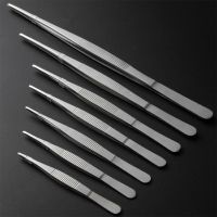 【cw】 5pcs/10pcs Straight Tweezer Thicken Round head Surgical 12.5/14/16/18/20/25/30cm for Laboratory 【hot】