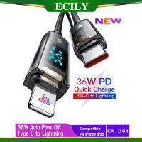 ECILY 36W PD ประเภท C เพื่อสายข้อมูลสายชาร์จอย่างรวดเร็ว (การปิดเครื่องอัจฉริยะ) สำหรับ I-Phone 14 12 11 Xr 8 7