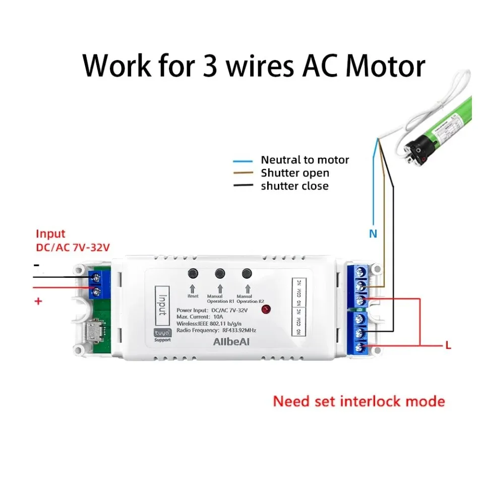 Module WiFi RF Tuya 12V 2CH đảo chiều động cơ piston AC - DC bằng điều  khiển cầm tay hoặc điện thoại smartphone 