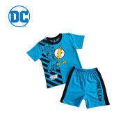 Magic Two Justice League T-Shirt Set with The Flash Pattern Sky Blue colour ชุดเซ็ตเสื้อคอกลมกางเกงขาสั้นพิมพ์ลายจัสติสลีกสำหรับเด็ก ลายเดอะแฟลช สีฟ้า