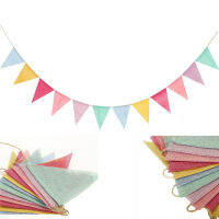 4M สีสัน Jute ผ้าลินินธงธงวันเกิด Bunting แบนเนอร์แขวนผนังแขวนแบนเนอร์ปาร์ตี้ Garland สำหรับตกแต่งบ้าน-Lusier