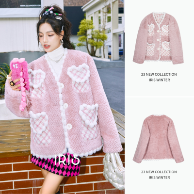 「สินค้าลิขสิทธิ์แท้」Iris Boutique IC2281326 Rouge pink fur coat เสื้อโค้ท เสื้อกันหนาว สีชมพู (อุณหภูมิติดลบ -15 องศา)