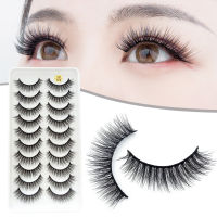 10 Pairs Eyelashes Natural Look Faux Lashes Pack Handmade Fluffy False Eyelashes Cat Eye Lashes