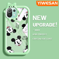 "YIWESAN เคสสำหรับ Xiaomi 11 Lite 5G 11 Lite 5G Ne เคสกระแสแฟชั่นแบรนด์ Mickey Mouse Softcase น่ารัก Tpu ใสกรอบสีเคสกันกระแทกกล้อง"