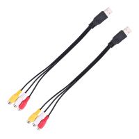 2Pc USB Male Plug to 3 Rca Female Adapter Audio Converter Video Av A/V Cable for Hdtv Tv Television Wire Cord