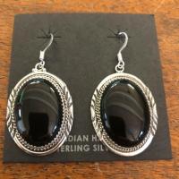 【YF】✎  New Fashion Color Large Dang Onyx Stone Hoop Stud Earrings for