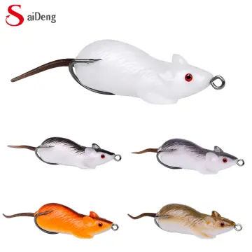 5 Rat Soft Rubber Mouse Fishing Lures Baits Top Water Tackle Hooks Bass Bait