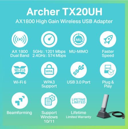 tp-link-archer-tx20uh-ตัวรับสัญญาณ-wifi6-แบบ-2-คลื่นความถี่-ax1800-high-gain-wireless-usb-adapter-เพื่อการเชื่อมต่อ-wifi