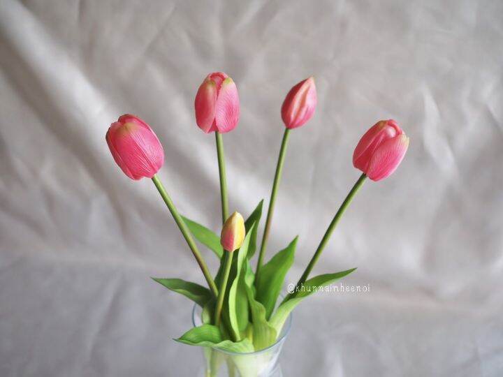 ดอกทิวลิป ตกแต่งห้อง พร้อมส่ง แจกัน Tulip Flower ดอกไม้ปลอม โต๊ะทำงาน ...