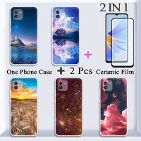 2ใน1เคส A03 Samsung Galaxy เคสซิลิโคนเนื้อนิ่ม TPU ด้วยปกป้องหน้าจอเซรามิกโค้ง