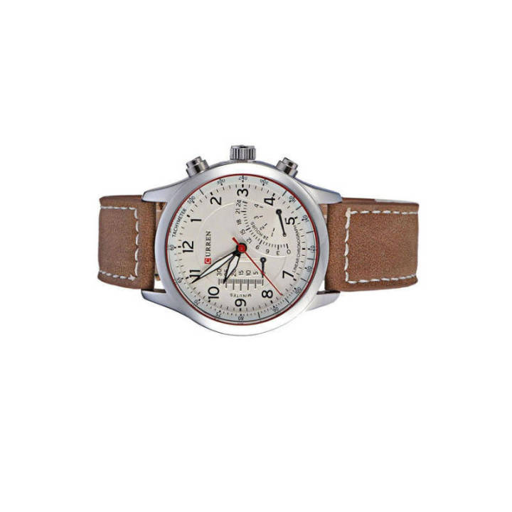 curren-นาฬิกาข้อมือผู้ชาย-สีน้ำตาล-สายหนัง-รุ่น-c8152พร้อมกล่องนาฬิกา-curren-clearance-sale-ราคาลดสุดๆ