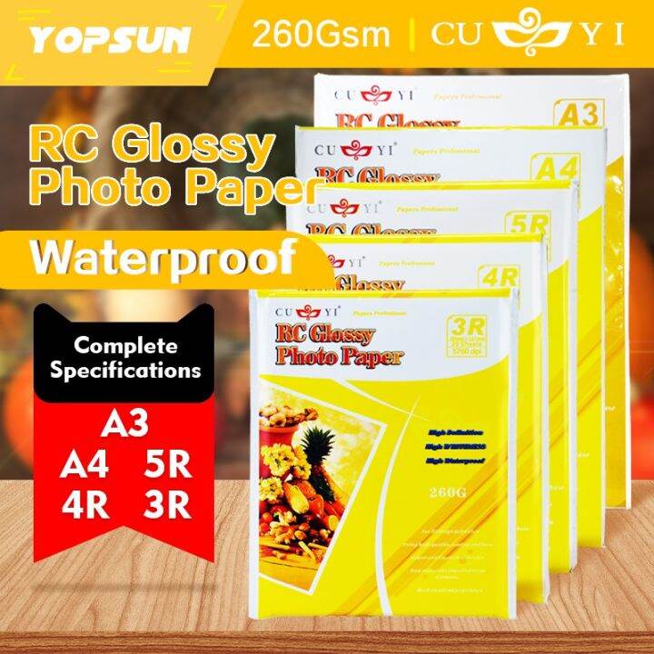 Cuyi RC GLOSSY photo paper A4/5R Size 260gsm for picture Lazada PH