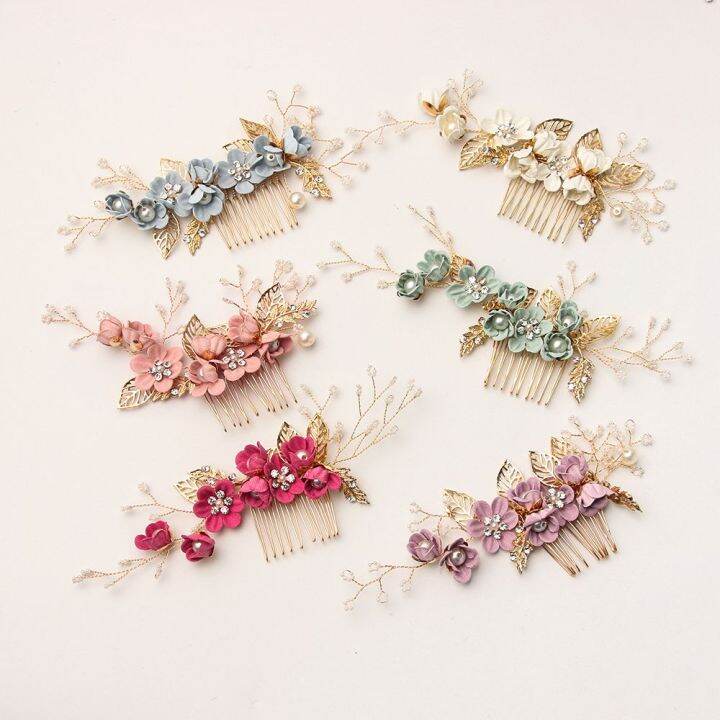 MAXG Fashion Crystal Crown Romantic Wedding Hair Combs Leaves Tiara