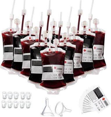 【CC】 10pcs/lot 350ml Blood Drinks Drink Pouches Theme Props Horror Accessories