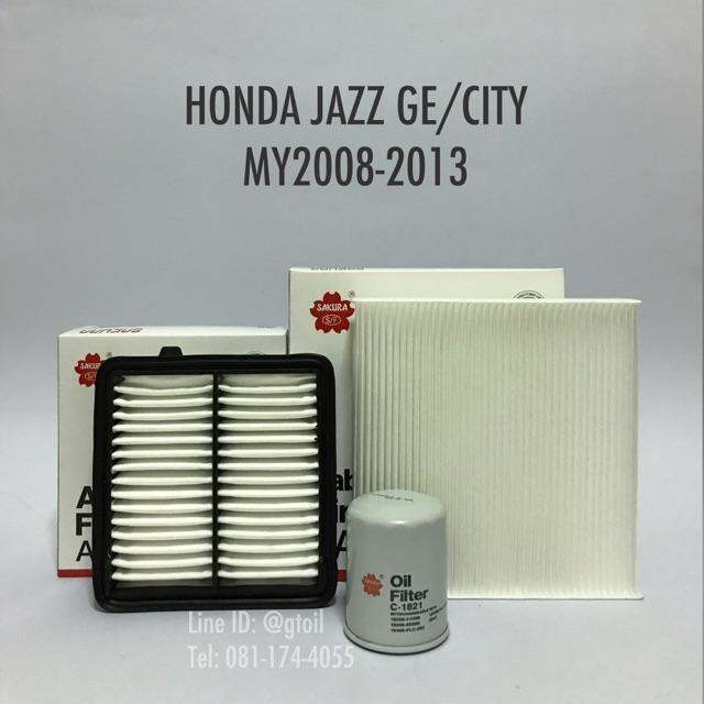 ไส้กรองอากาศ-กรองแอร์-กรองน้ำมันเครื่อง-honda-jazz-ge-city-ปี-2008-2013-by-sakura-oem