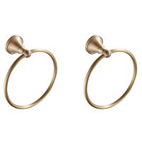 2X Antique Gold Brass Towel Holder Bathroom Wall Mounted Round Towel Rings Towel Rack Kitchen Storage Accessories