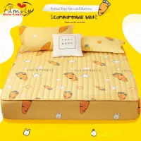 Cartoon Bed Pad Quilted Mattress Cover Interlining Mattress Fitted Sheet Machine Washable Anti-slip Elastic Band(No Pillowcase)