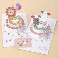 Happy Birthday 3d Three dimensional Folding Cake Cartoon Greeting Card Girl Birthday Greeting Cards Gift Card with Envelope