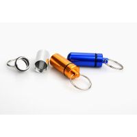 ；。‘【； Waterproof Aluminum Pill Box Case Bottle Cache Drug Holder Container Keychain Medicine Box  Metal