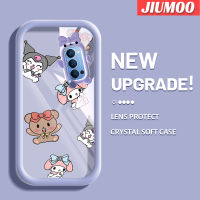 เคส JIUMOO สำหรับ OPPO Reno 4 5G Reno4 5G Reno 4 SE เคสน้อยน่ารักการ์ตูนหมีและกระต่ายน้อยกรอบเคสใส่ Tpu น่ารักเคสกันกระแทกกล้อง