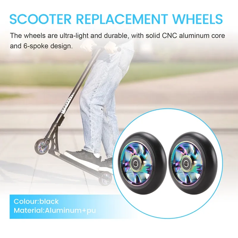 4 Pcs 100mm Scooter Replacement Wheels with Bearing Stunt Scooter Pu Wheels  for Rocking , Extreme 