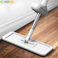 ECHOME 32/36/38cm Floor Mop Magic Squeeze Sliding Flat Mop Hand Free Washing Household Kitchen Cleaning Tools with Mops Rag Pads