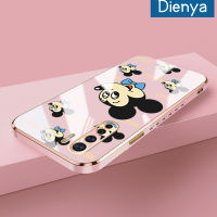 เคส Dienya สำหรับ OPPO A91 Reno 3 4G F15 Reno 3 Pro 5G เคสลายการ์ตูนแฮปปี้มิกกี้ใหม่กรอบสี่เหลี่ยมเคลือบพื้นผิวเคสซิลิก้าเจลนิ่มกันกระแทกเคสมือถือเลนส์กล้องถ่ายรูปฝาครอบป้องกัน