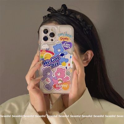 เคสโทรศัพท์มือถือ ลายการ์ตูนหมีน่ารัก สีรุ้ง สําหรับ iPhone 14 13 12 SE2020 X XR Xs 7 8 6 6s
