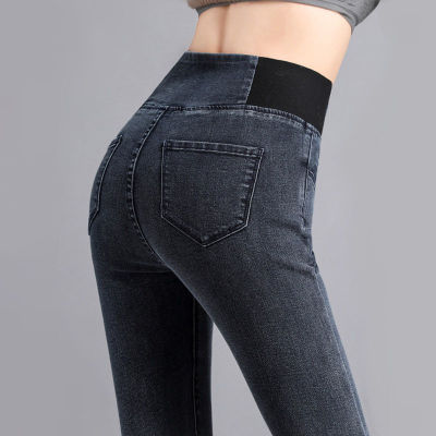 women slim high waist pencil jeans 2021 fashion new elastic skinny casual trousers black plus size 26-38 mom denim basic pants