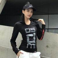 2021 Women Yoga T-Shirt Long Sleeve Printing Cotton Hooded Sports Top Korean Slim Fitness Running Clothes Casual Sweater Hoodie