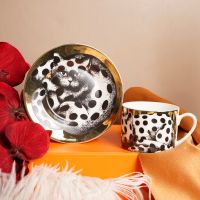 New Gold Plated Coffee Mug Creative Cat Ceramics Tea Cup High Quality Vintage Ceramics Cups &amp; Saucers