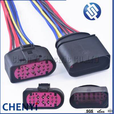 【CW】❁  14 Pin/way Car Headlight Lamp Plug Socket 1J0973737 1J0973837 MK6 Q3 with wires