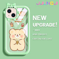 Jjlingji เคสสำหรับ iPhone 13 iPhone 13 Pro iPhone 13 Pro iPhone 13 Pro Max เคสการ์ตูนไอศกรีมหมีแพตเทนสีสันสดใสนิ่มสำหรับเลนส์กันกระแทกแบบใสเคสมือถือฝาความคิดสร้างสรรค์โปร่งใสเรียบง่ายป้องกันซิลิโคนง่าย