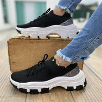 2022 Women Mesh Running Lace Up Casual Wedge No Noise Sport Shoe Adult Breathable Flat Platform Cover Heel Walking Sneaker