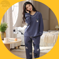 Spring Autumn Elegant Womens Pajamas Sets Pyjamas Long Sleeved Print Cotton Sleepwear Lady Pijamas Homewear Nightgown Fashionn