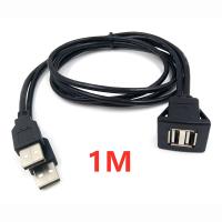 【NEW】 1M/2M Exrending สาย USB 2.0ชายคู่หญิงแผงหน้าปัดรถยนต์ Flush/Mount/สายเคเบิลต่อขยายเบ้าหัวเข็มขัดสำหรับรถบรรทุก