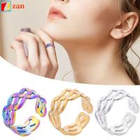 ZAN 4Pcs ของขวัญสำหรับเด็ก วินเทจ แฟชั่นสำหรับผู้หญิง แหวนปรับได้ อุปกรณ์เครื่องประดับอัญมณี วงแหวนระลอก แหวนเปิด