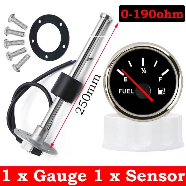 52MM Fuel Level Gauge With Fuel Level Sensor 150MM 200MM 250MM 0190Ohm Oil Liquid Tank Fuel