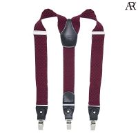 ANGELINO RUFOLO Suspenders(สายเอี๊ยม)3.5CM. รูปทรงYแบบปรับความยาวได้ คุณภาพเยี่ยม ดีไซน์ Chessboard เลือดหมู/กรมท่า