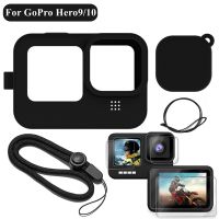 Silicone Case For GoPro Hero 10 9 Black Tempered Glass Screen Protector Protective Film Lens Cap Cover for Go Pro 10 Accessories